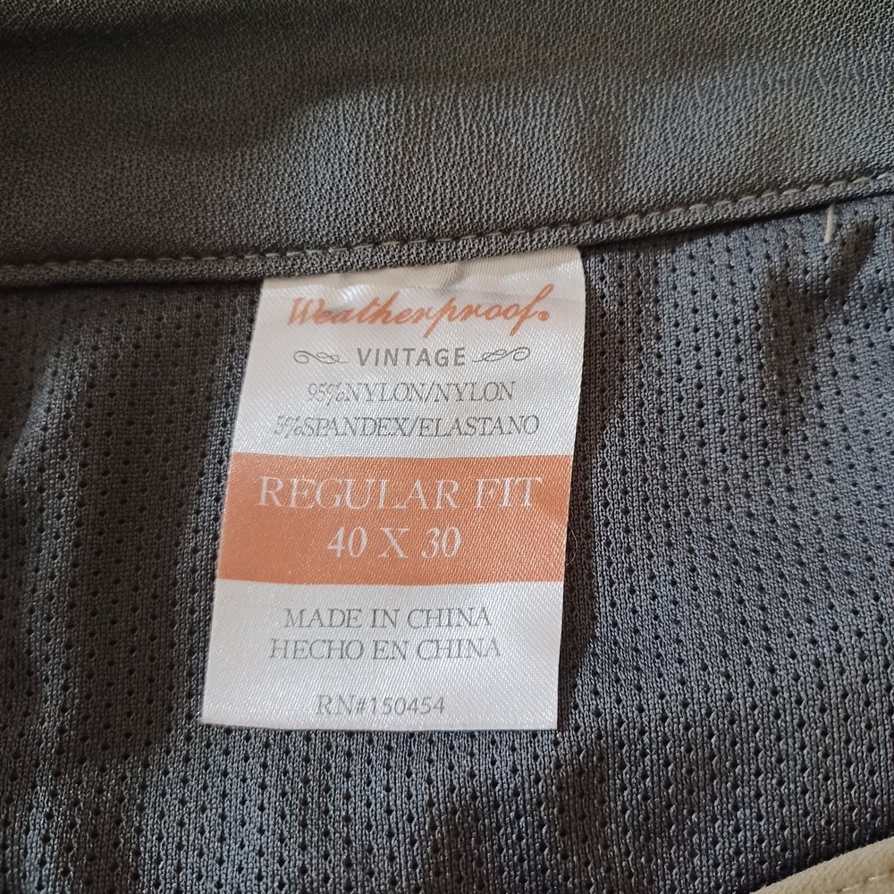 Original Weatherproof Vtg Pants Men's 40x30 Beige Stretch Hiking Outdoor Utility - Picture 4 of 10